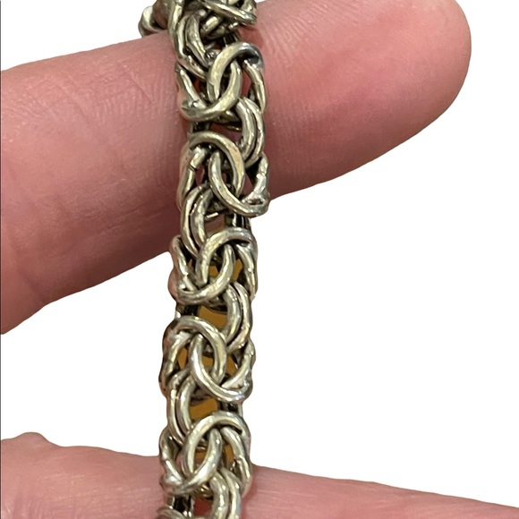 Sterling silver 925 Byzantine chainmail womens thick bracelet - Picture 10 of 13